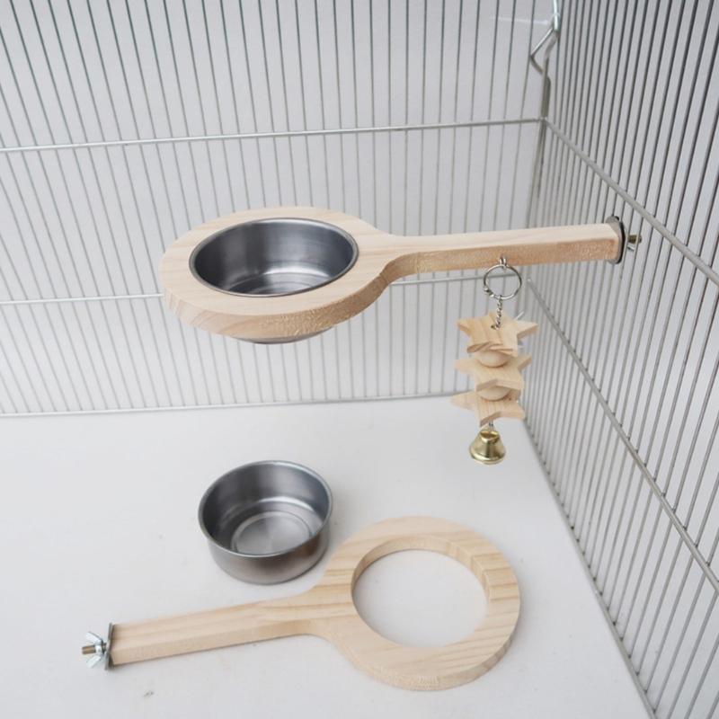 Parrots Standing Perch with Dish Cup Screw Bird Stand for Feeding Cockatiel Feeder Birdcage Perch Food Bowl for Budgies