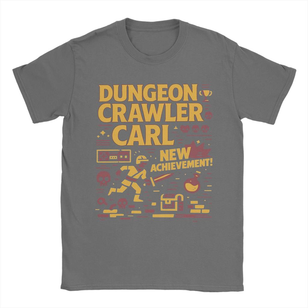 Men TShirts Dungeon Crawler Carl New Achievement Novelty Pure Cotton Tee Shirt Short Sleeve T Shirt Crewneck Clothes Plus Size