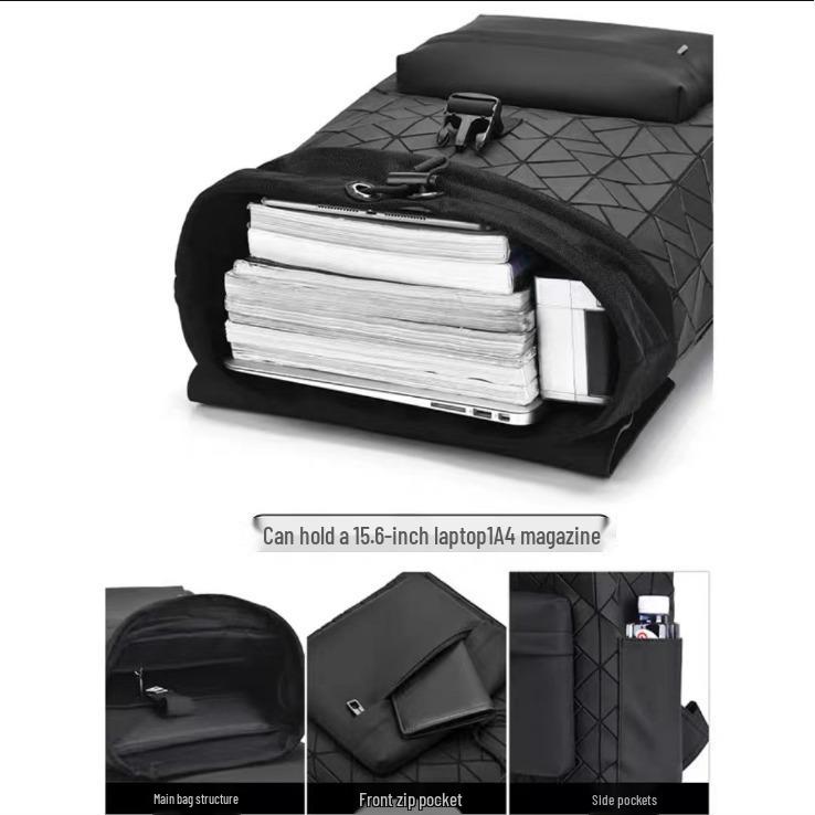 Модный мужской рюкзак с геометрическим узором: Стильный, Универсальный, Вместительный, Легкий Рюкзак на Двух Лямках