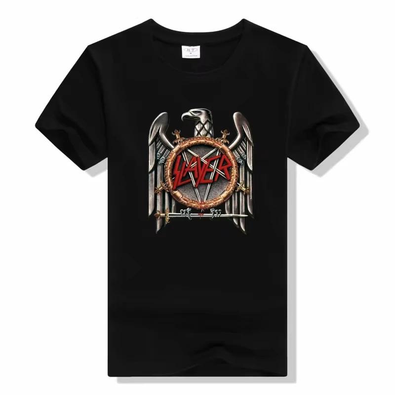 Metal Band TShirt Slayer Printed Fashion Streetwear Crew Neck Short Sleeve Tee Cotton Rock Tops High Quality Unisex