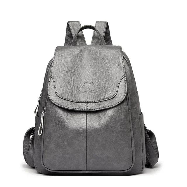 Ladies Bookbag Feminine Large Capacity Backpack Leather High-quality Feminine Vintage School Bags