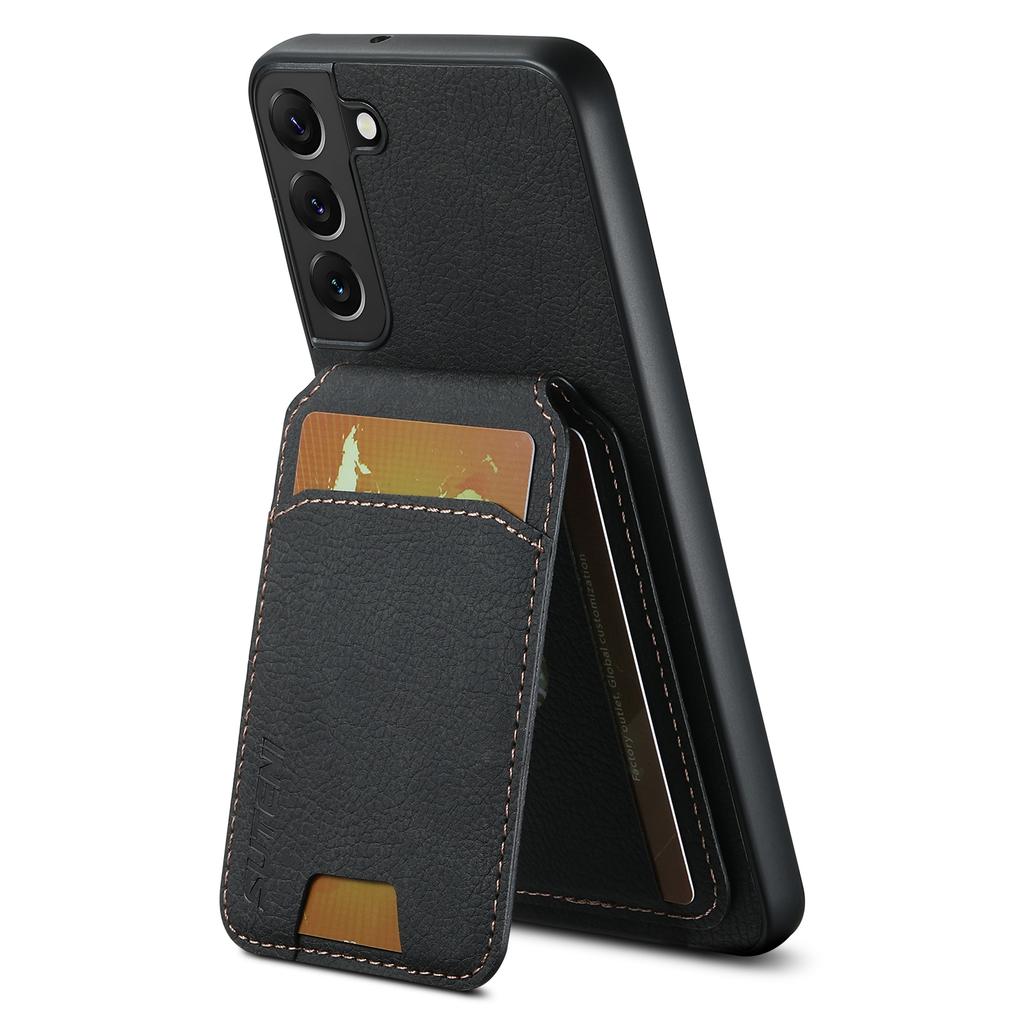 Для Samsung Galaxy S22+ 5G Чехол из кожи с текстурой личи + ТПУ, слоты для карт