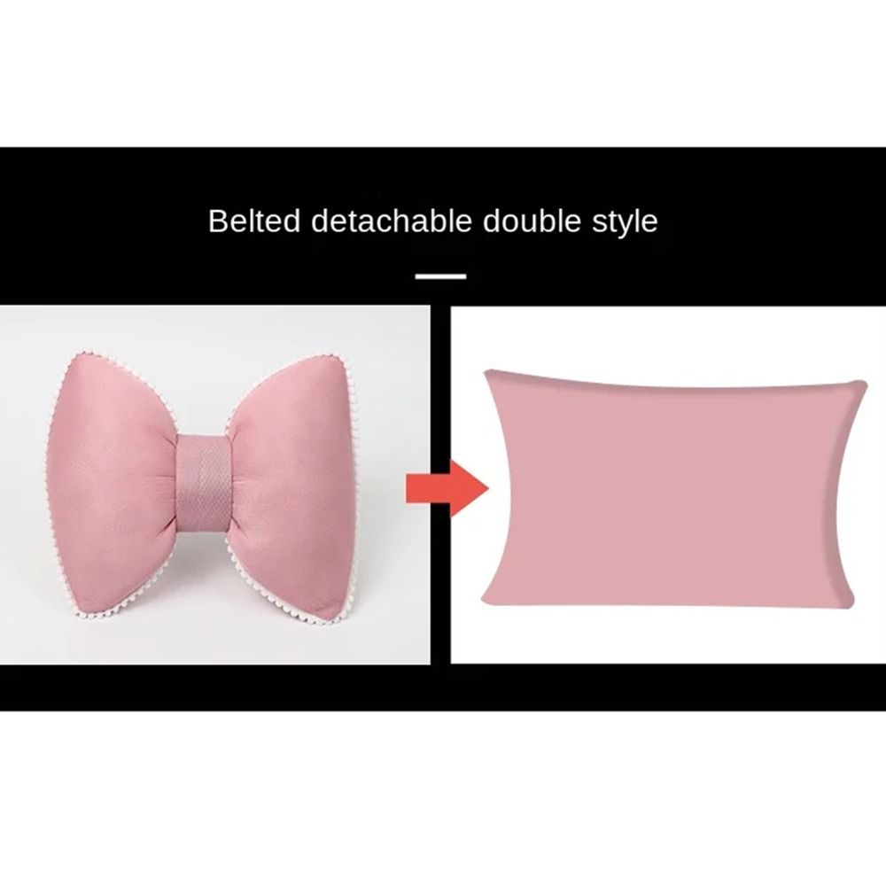 Brethable Car Waist Pillows Bowknot Waist Cushion Auto Headrest Seat Support