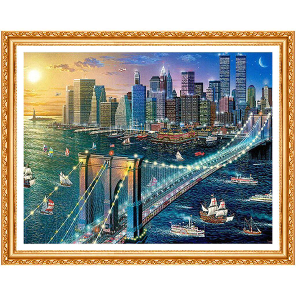 Embroidery DIY Diamond Painting Cross Stitch Kit New York Brooklyn Bridge 5D Diamond Home Decor