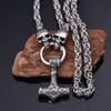 Скандинавское ожерелье из нержавеющей стали с подвеской в ​​виде головы викинга и молота Тора, мужское ожерелье 