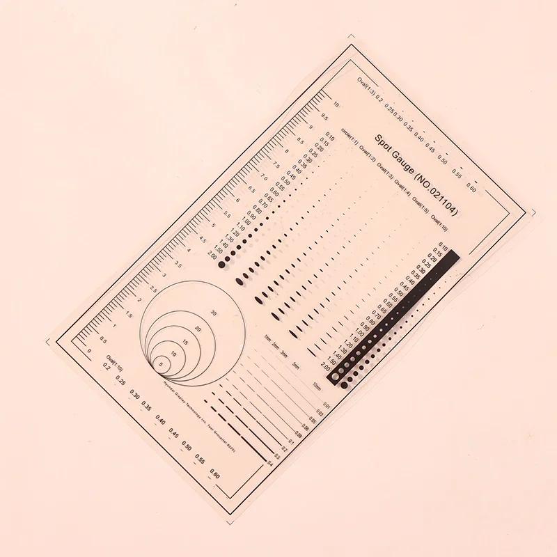 1/2 шт. Точечный калибр Сравнительная карта Линейка Точка Точка Линия Калибр Царапина Область Круг Эллипс Диаметр Ширина Толщина Микрометр