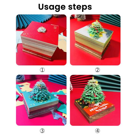 3D Рождественская елка Календарь Блокнот 2026 Настольные часы Календарь Отрывной бумажный резной арт DIY Липкие заметки Настольное украшение