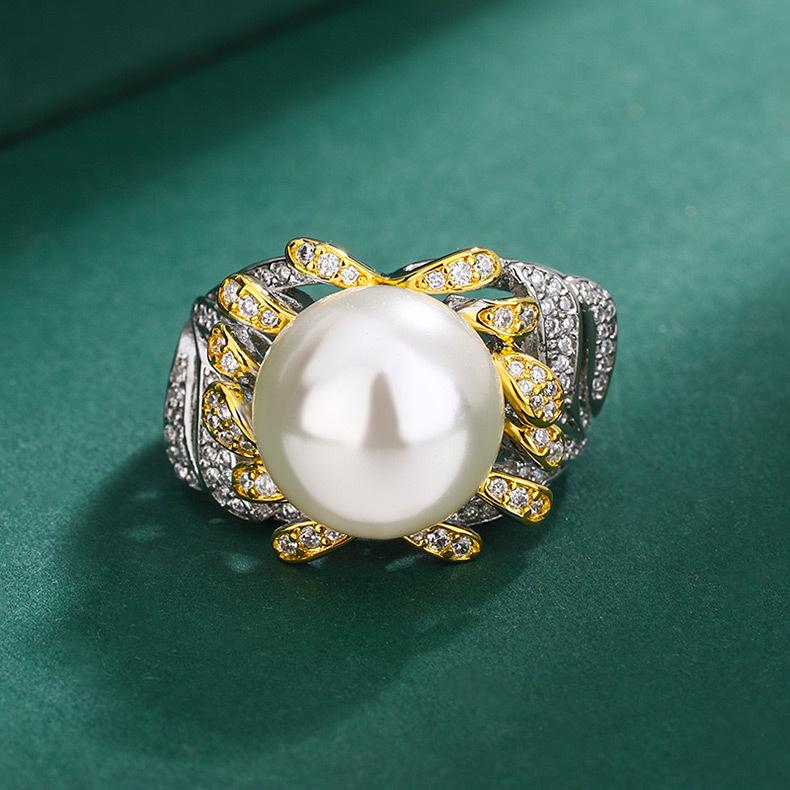 Ювелирное изделие имитация натурального жемчуга кольцо с французским цветком бриллиант белый ракушечный жемчуг кольцо на указательный палец желтое ракушечное бусино кольцо