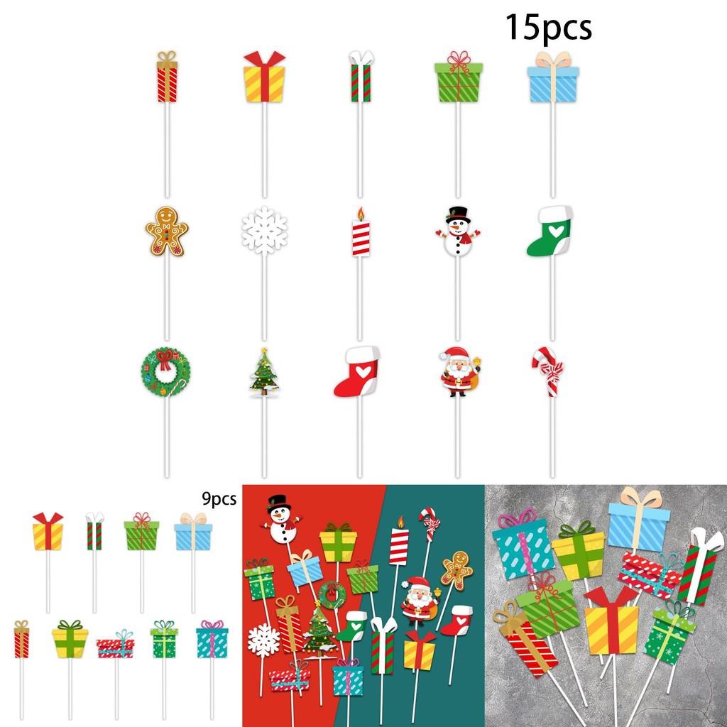 Набор рождественских флажков для торта из бумаги для праздничной выпечки и украшения десертов