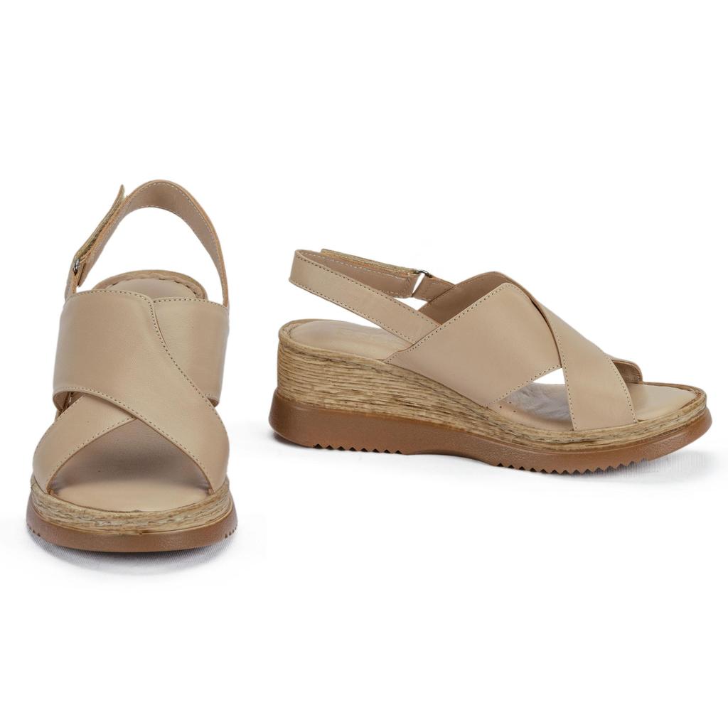 Женские удобные повседневные сандалии из натуральной кожи на танкетке с анатомическим каблуком