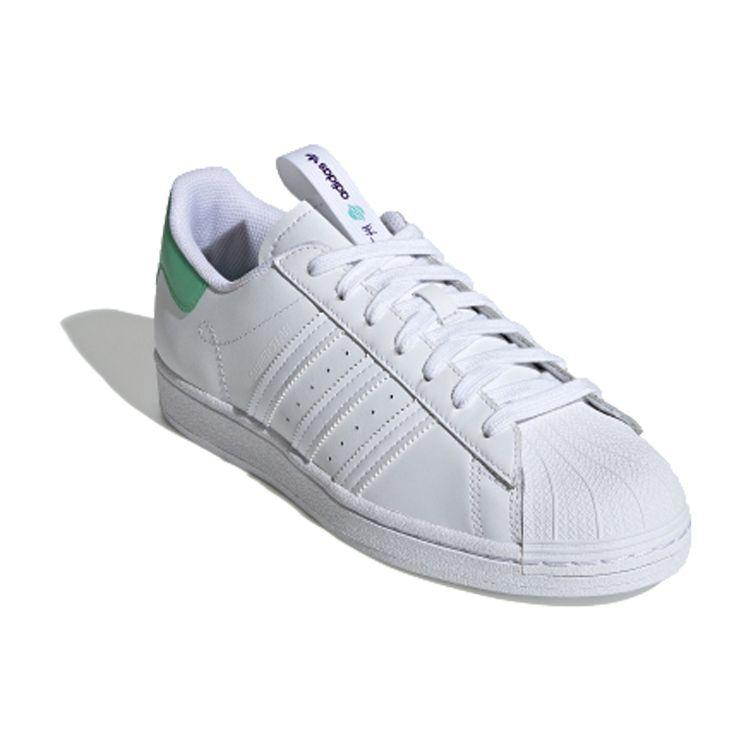adidas Оригинальные кроссовки Superstar Series Retro Versatile с низким верхом, унисекс, белые/зеленые, FW2850