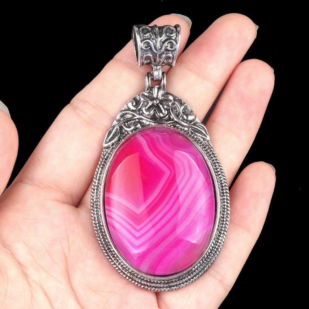 Healing Crystal Necklace Metal Base With Oval Stone Gemstone Pendant Necklaces Natural Spiritual Quartz Jewelry for Women