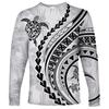 2024 New Men's Polynesian Long-sleeved T-shirt 3D Printed Turtle Hibiscus Luxury Print Men's Autumn Tops Casual Round Neck