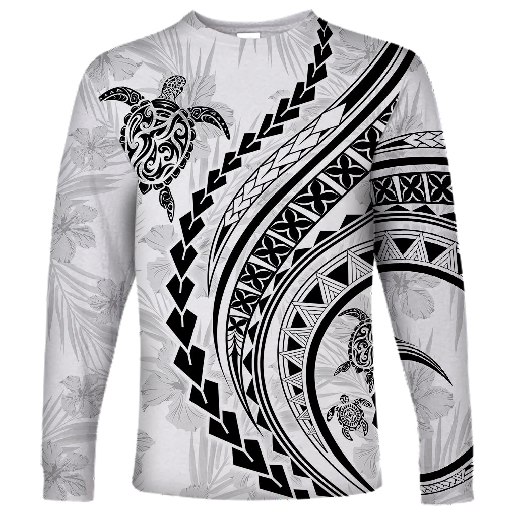 2024 New Men's Polynesian Long-sleeved T-shirt 3D Printed Turtle Hibiscus Luxury Print Men's Autumn Tops Casual Round Neck