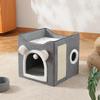 Двухслойный домик-кровать для кошек, большая складная лежанка, универсальная для всех сезонов, с подвесным шариком, кубические кроватки, товары для животных и питомцев
