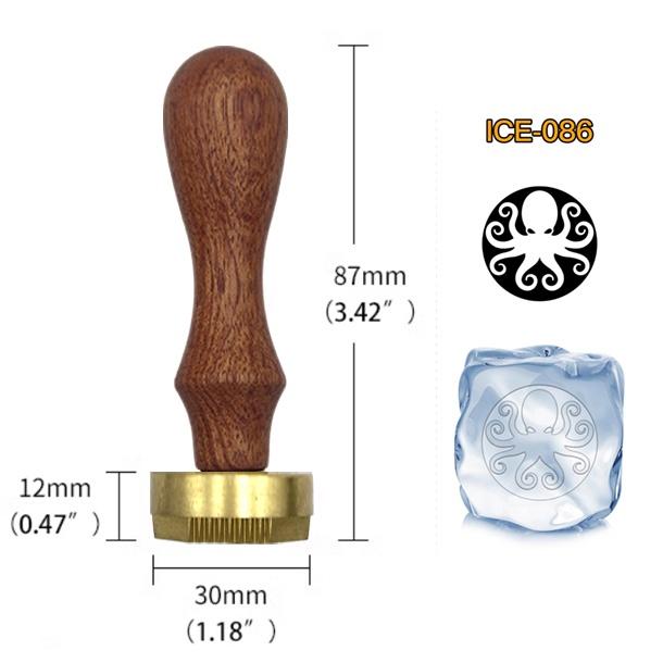 Ice Stamp With Removable Brass Head & Wood Handle - Vintage 1.18" Branding for Cubes, Cocktails, Whiskey, Mojito Drinks - Bar Making DIY Crafting