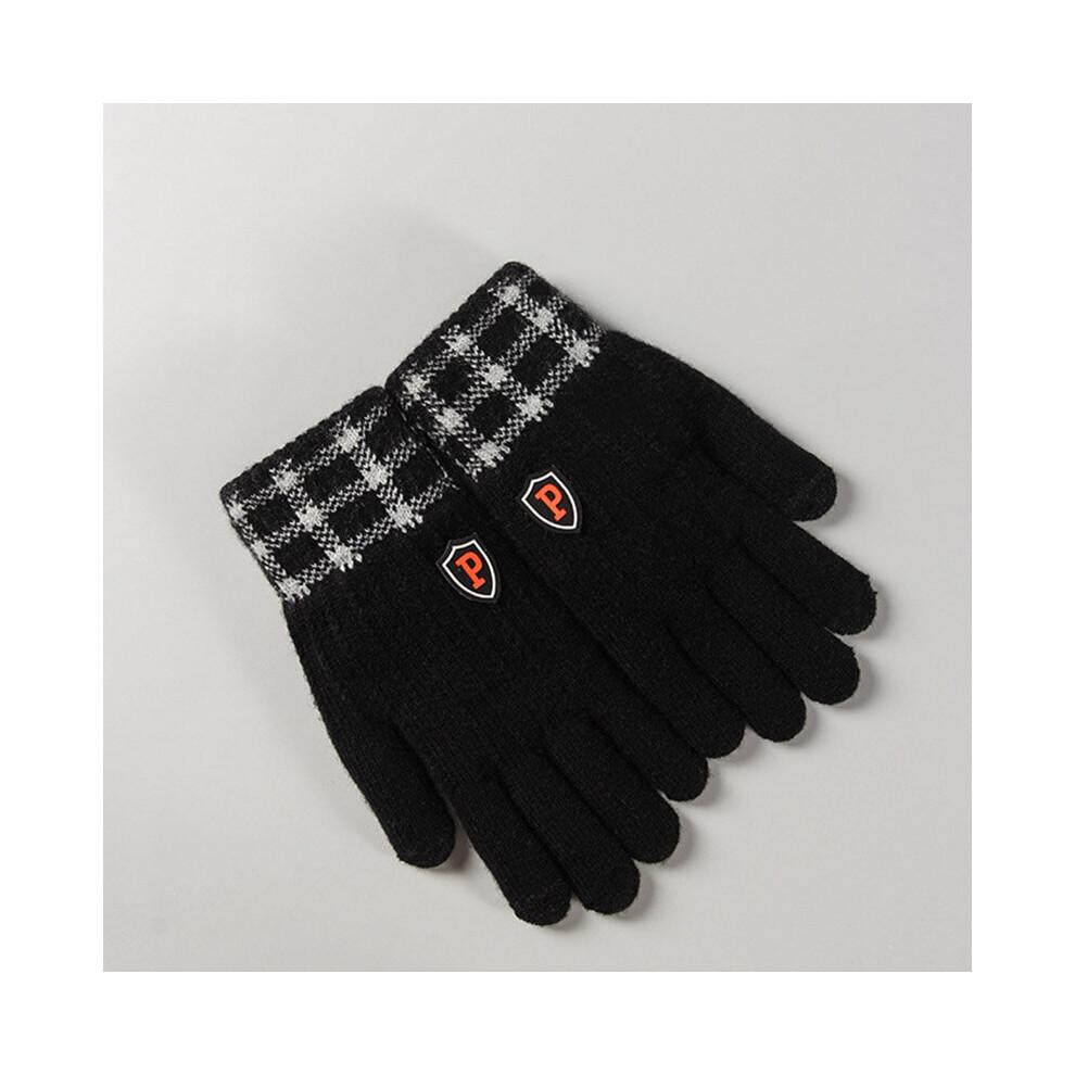Winter Men's Gloves Touch Screen Knitted Gloves Outdoor Driving Touchscreen Mittens Vintage Plaid Unisex Warm Glove Fleece Thick