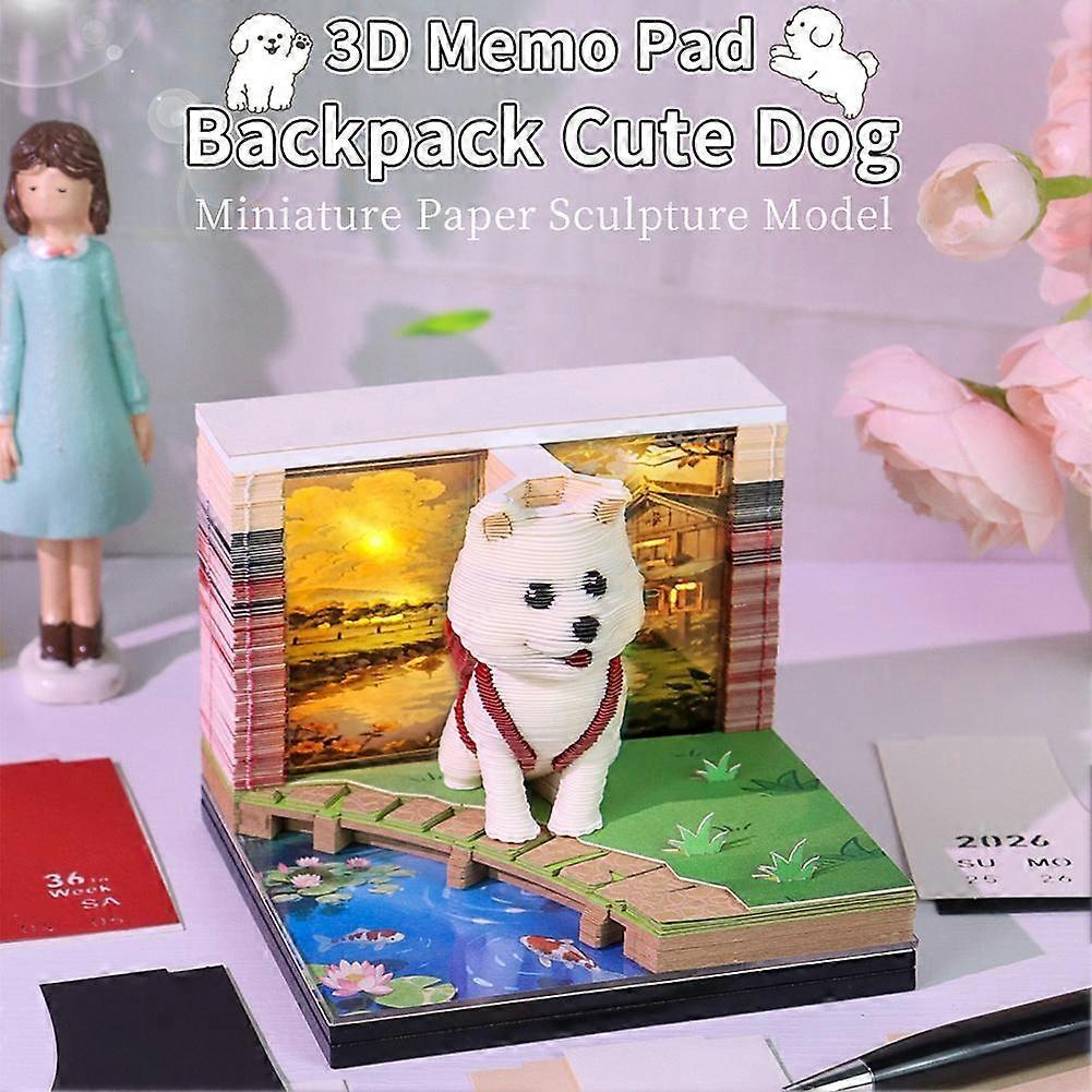 Tear Away Desk Calendar Decor 2026 Time Piece Calendar 2026 Led Light 3D Dog