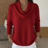 Women's Casual And Fashionable Round Neck Long Sleeved Knitted Solid Color Top Sweater