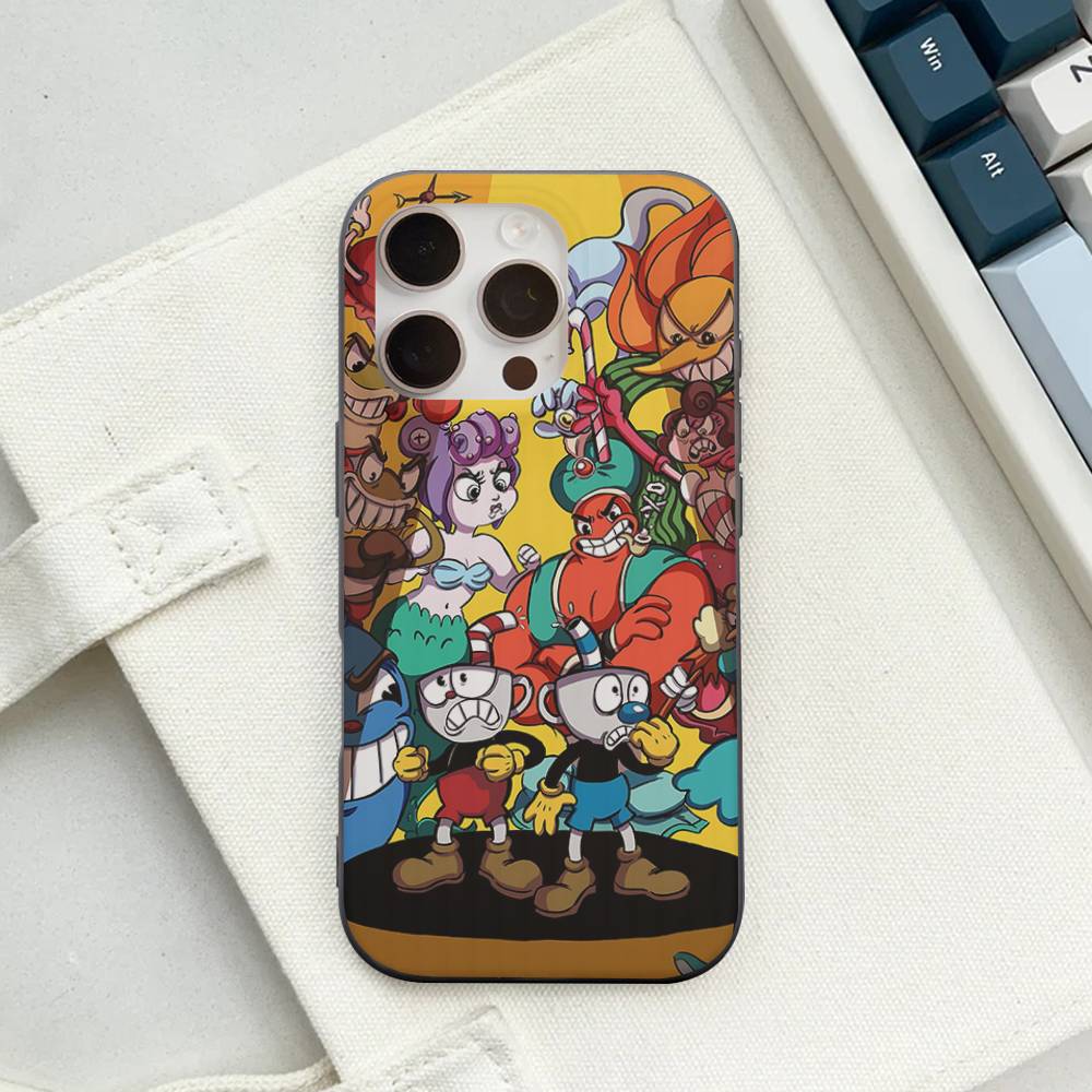Чехол для телефона с мягким гофрированным покрытием в стиле C-Cuphead Classic Game для iPhone 11 12 13 14 15 16 17 Pro Max Plus Волнистый силиконовый чехол