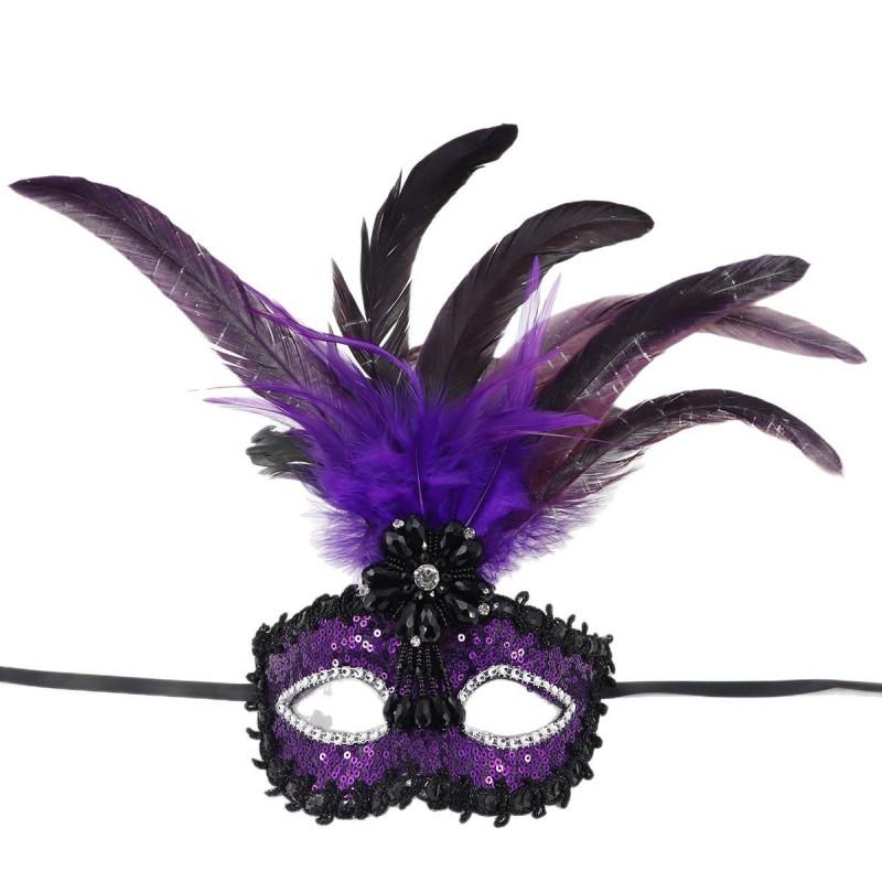 Halloween Feather Masquerade Mask Sexy Sequin Party Queen Eye Carnival Cosplay