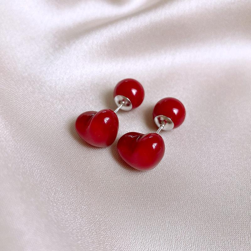 Серебряная игла Красные геометрические серьги-гвоздики Ankara женские корейский ins модный дизайн серьги высококачественные изысканные серьги