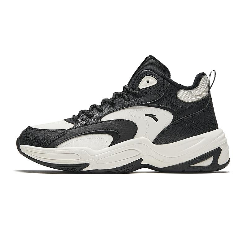 Anta Comfortable Versatile Non-Slip Warm Mid-Top Casual Shoes Women Sneaker White Black 122448957-5
