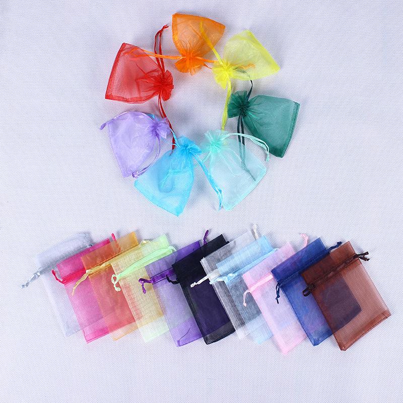 100 шт./Лот Разноцветные Органзовые Мешочки 10x12 см/10x15 см/13x18 см Мешочки для Упаковки Украшений Хранение Свадебных Подарков Мешочки на Завязках