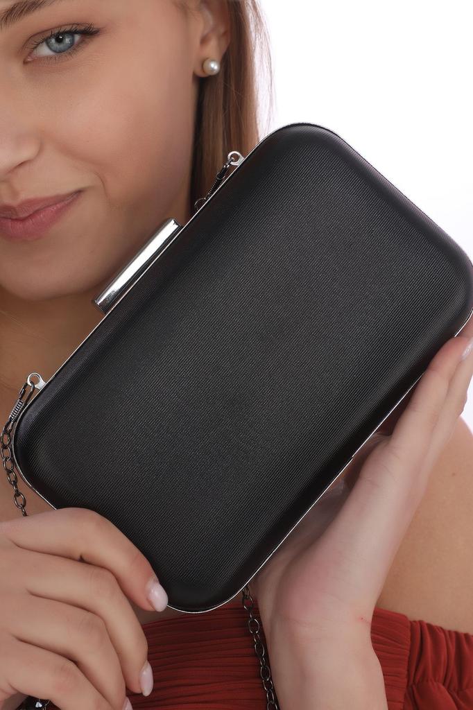 Women's Stylish and Useful Evening Dress Bag Women's Black Skin Matte Evening Dress Portfolio Clutch Bag