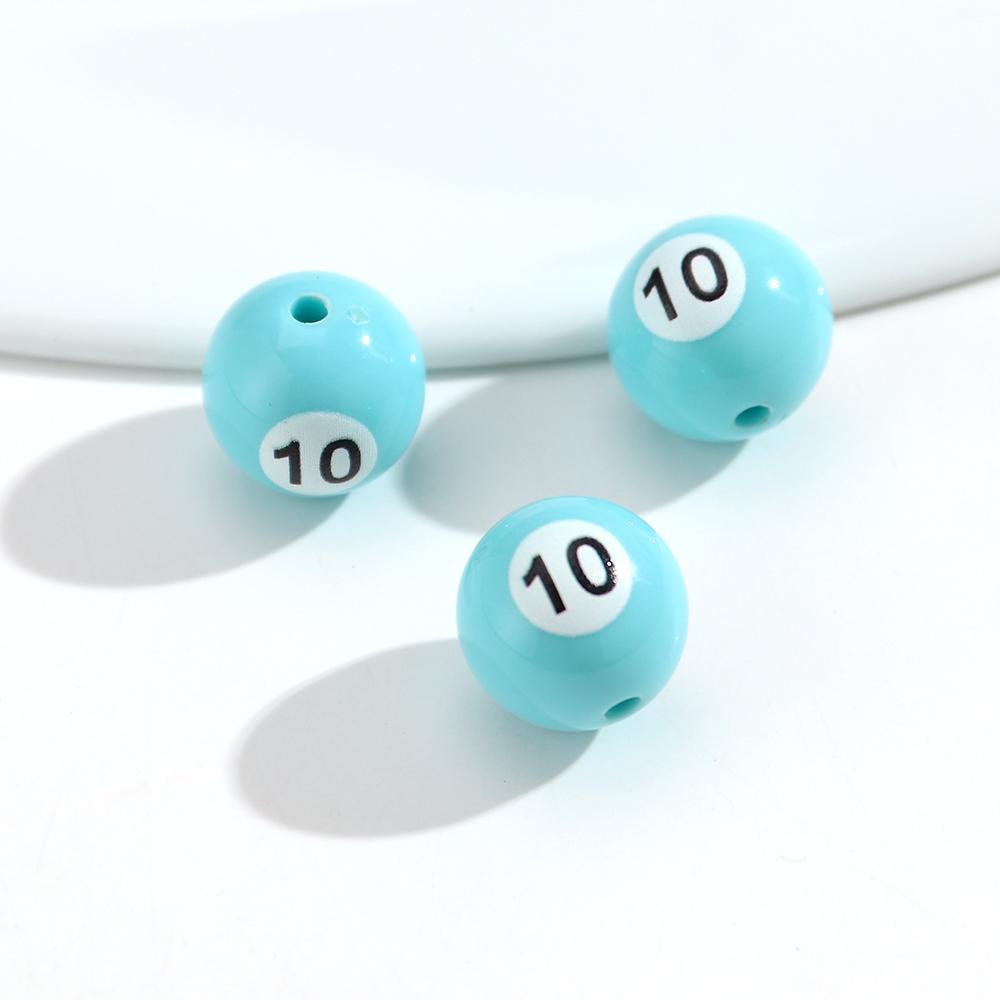 16mm Acrylic Billiard Ball Number Beads, Pool Ball Style Loose Spacer Beads for DIY Bracelet Necklace Jewelry Making Supplies