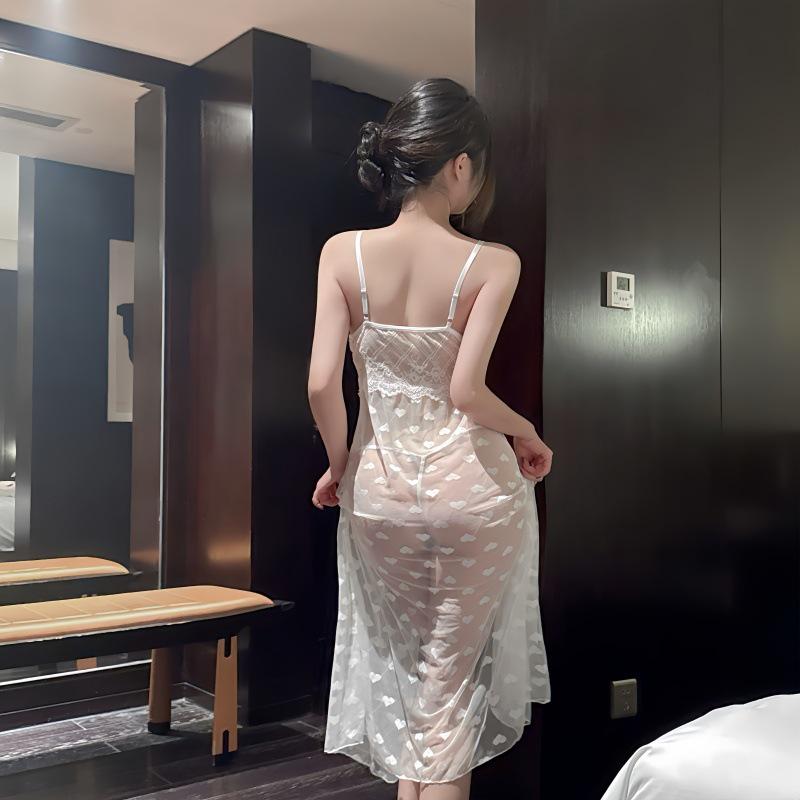 Европейская и американская прозрачная кружевная ночная сорочка, платье-комбинация - Женская сексуальная сценическая униформа, ночная одежда