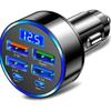 Автомобильное зарядное устройство 350 Вт Pd Qc3.0 Быстрая зарядка 4 USB + 2 порта PD Штекер прикуривателя автомобиля Автомобильное зарядное устройство Быстрая зарядка с цифровым дисплеем
