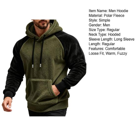 Мужское пушистое худи, пушистое свободное худи, повседневный теплый флисовый свитшот с капюшоном, с карманом и кулиской, для осени и зимы, уличная одежда