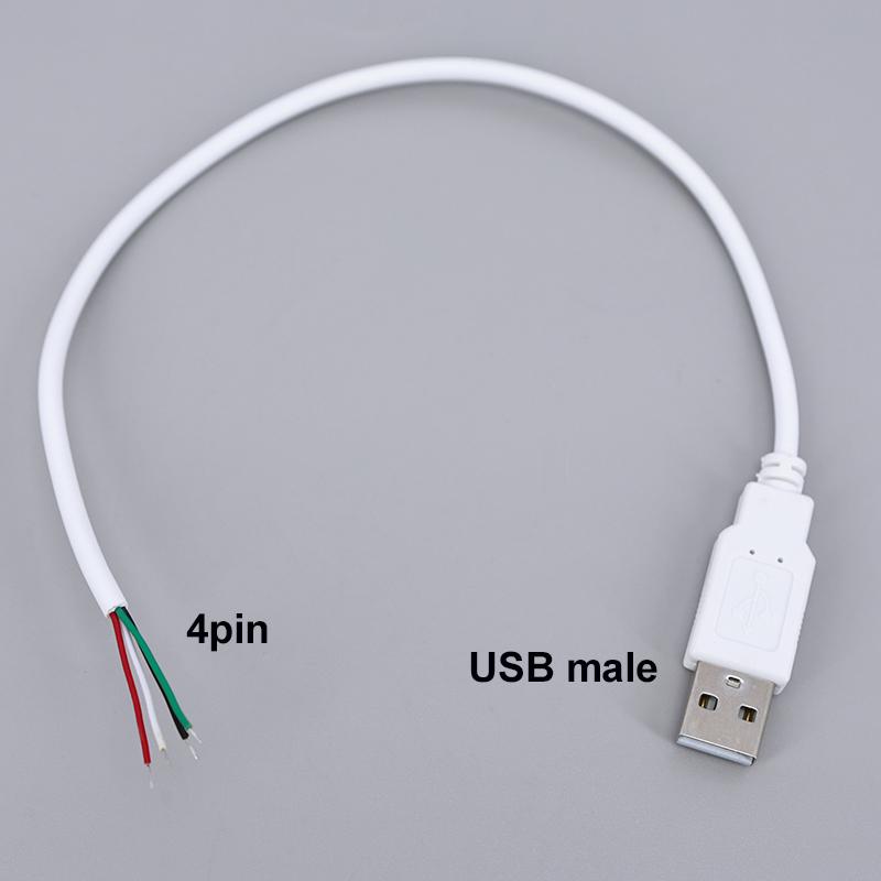 2-контактный 4-контактный 5V USB 2.0 Кабель питания Разъем Мама Папа Зарядка Удлинитель Разъем Провод белый 0.3м 1м