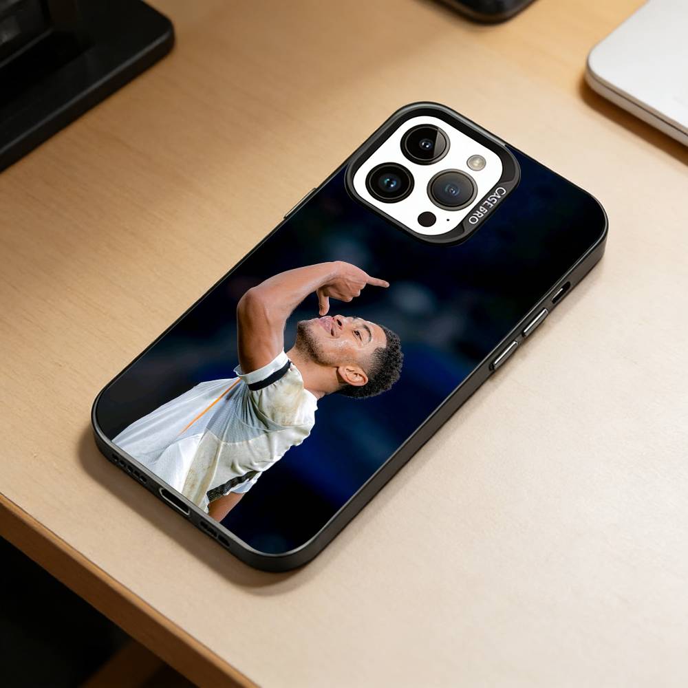 Чехол для телефона J-Jude J-Bellingham для iPhone 17,16,15,14,13,12,11 Plus,Pro Max,XS,Цветной Серебряный Покрытие Внутренняя Крышка