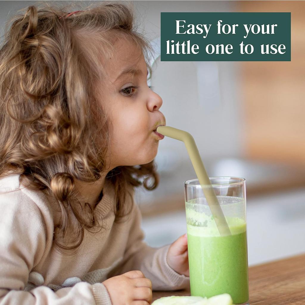 Simka Rose Premium Silicone Straws - Reble Bendy Straws for Adults & Kids - BPA Free, Baby and Toddler Straw Set with Cleaning Brush - Wide Drinking