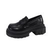 Fashion Commuter Black French Platform Small Leather Shoes Women's 2025 New Autumn and Winter One-pedal British Style Loafers