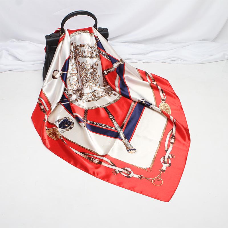 Fashion Square Scarf Women's Scarf Bib Tie Scarf Beach Towel Silk Hijab 90 * 90cm EMA