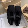 Fur Women Ballet Flats Shoes Shallow Square Toe Mary Jane Cotton Shoes Woman 2025 Trend Winter Warm Elegant Dress Loafers Shoes