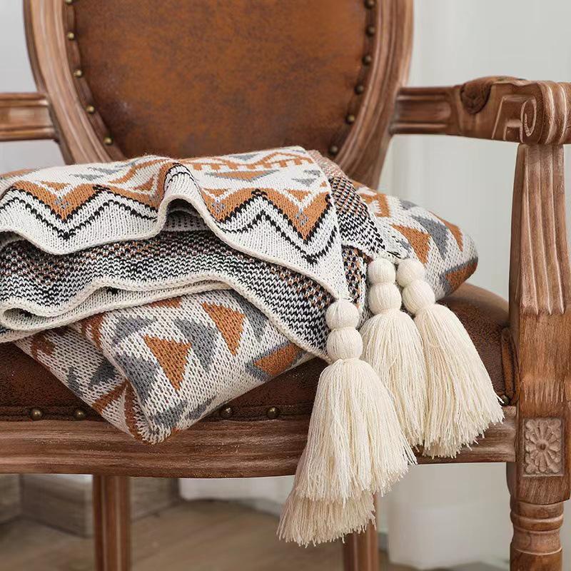 Вязаное одеяло Navajo Sun Bohemian для дивана, сна, младенца или использования в качестве кондиционера.