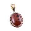 Natural Mahogany Obsidian Gemstone 925 Solid Silver Two Tone Pendant 1.25" P4p25