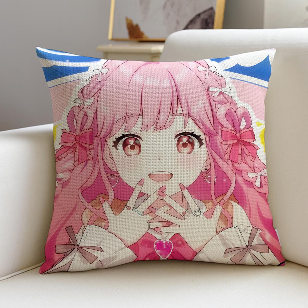 Cute HHimitsu no AiPriS Cushion Cover Breathable and skinfriendly linen pillowcase square removable and washable cushion
