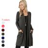 Solid Color Women Open Front Cardigan Coats Plus Size Female Long Jackets