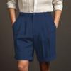 Men Summer Shorts White Black Blue Pleated Shorts Man Button Pockets Plains Comfortable Breathable Short Pants