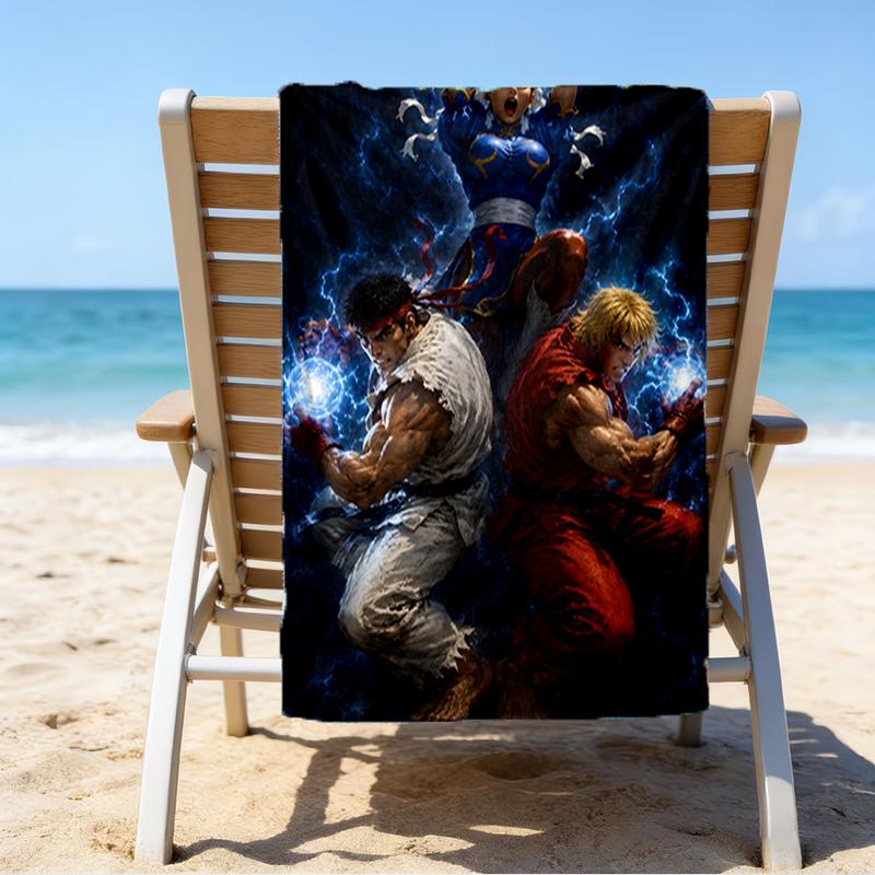 Game Fighter In Action Beach Towel - Soft, Absorbent Microfiber, Lightweight, Ideal for The Beach, Parties, Travel, Camping fan gifts