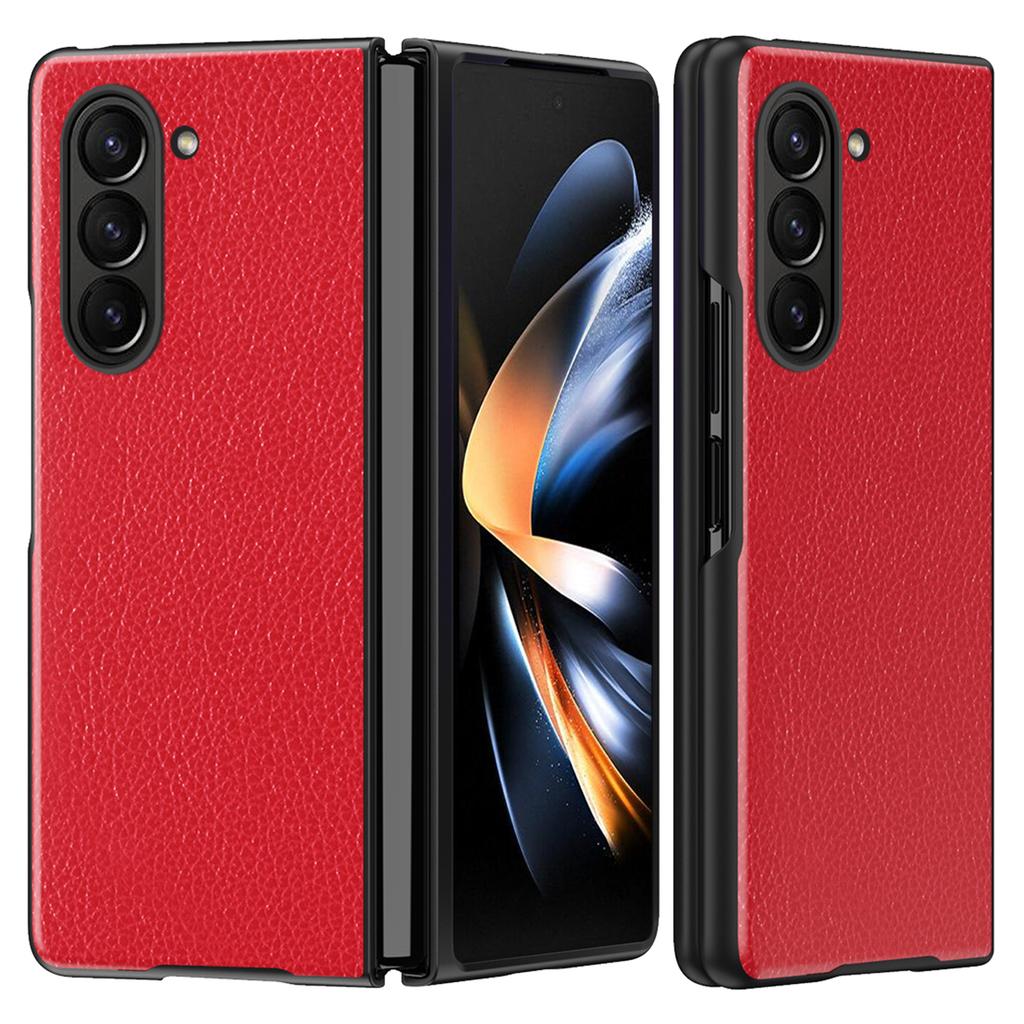 For Samsung Galaxy Z Fold6 5G Case Litchi Texture PU Leather Coated PC Phone Cover