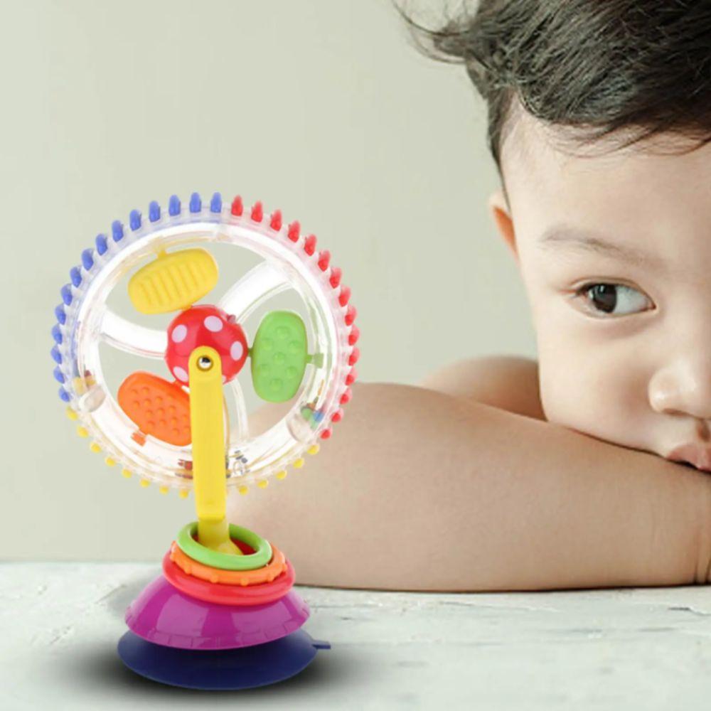 Small Size Baby Toy Suction Cup Montessori Rattle Multi-Sensory Windmill Toy Stroller