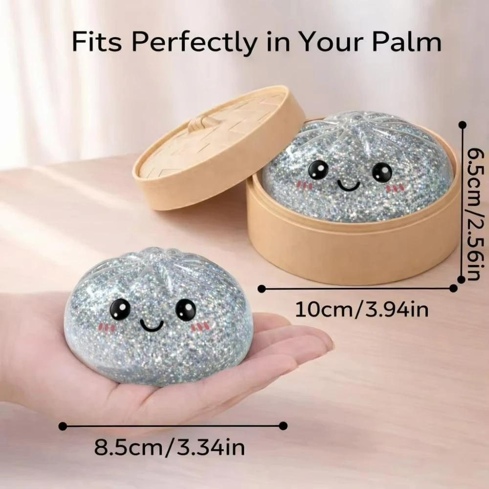 Soft Giant Dumpling Squishy Bun Toy: Transparent Glitter Squeeze Toy, Asmr Stress Relief Ball Slow Rebound, Sensory Fidget Toys
