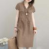 ZANZEA Summer Casual V-neck Short Sleeve Tunic Waist Shirt Dress