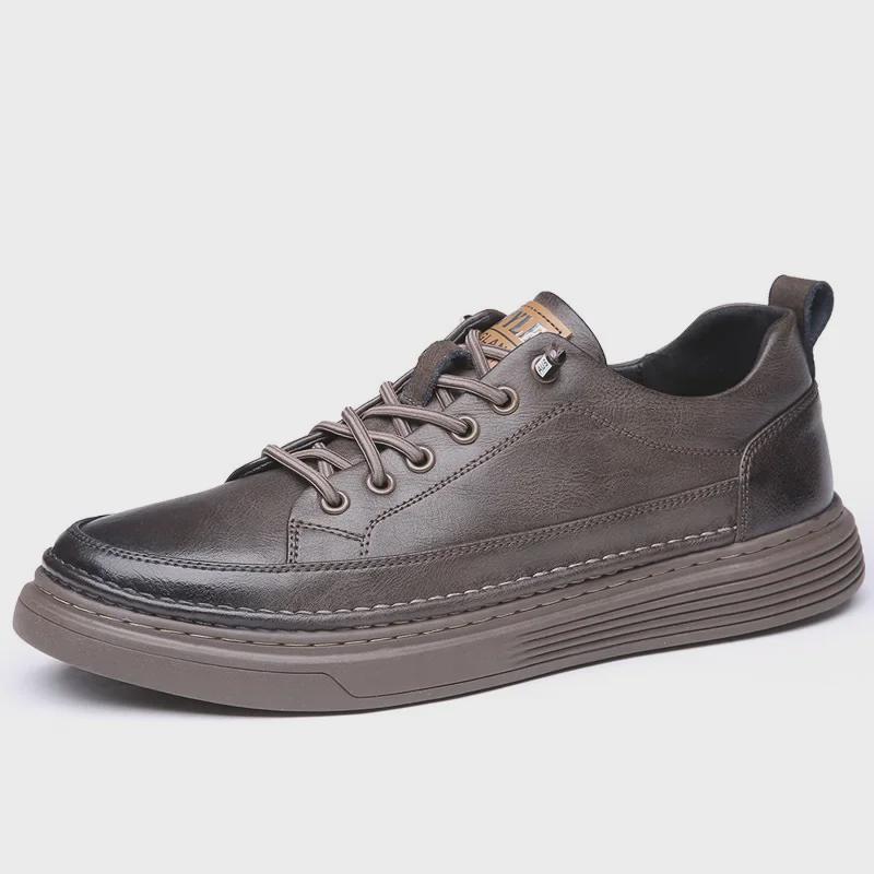 Мужские универсальные кроссовки из натуральной кожи — дышащая повседневная спортивная обувь в модном белом цвете для весны 2024 года